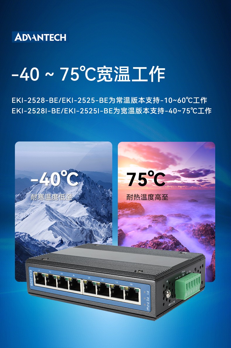 研華寬溫網(wǎng)口交換機,支持DIN導(dǎo)軌壁掛式安裝,EKI-2528-BE.jpg