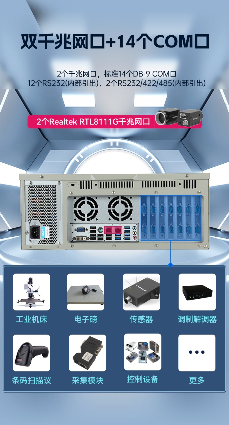 東田4U上架式工控機,雙千兆網口14個COM口工控電腦,DT-610L-684G2.jpg