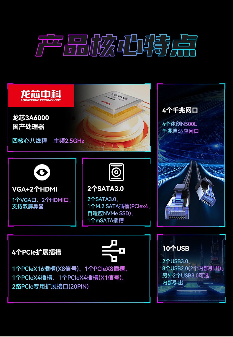 國產龍芯3A6000處理器工控機,銀河麒麟V10系統工控主機,DT-610L-N3A6KMB.jpg